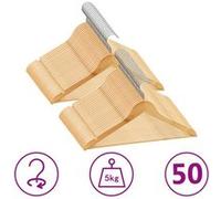 50x Bois Dur Cintres Antidérapants Cintres à Vêtements Rangement Organisateur de Vêtements Crochet Rotatif à 360 Degrés Marron Clair