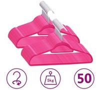 vidaXL Cintres antidérapants en velours 50 pièces Rose 360° rotatif