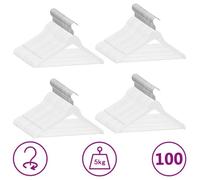 Cintres antidérapants - vidaXL - 100 pcs - Bois dur - Blanc - Design contemporain