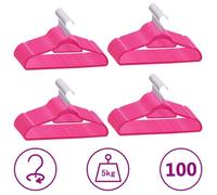 Cintres antidérapants - vidaXL - 100 pcs - Rose - Velours - Plastique ABC