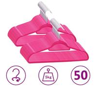 vidaXL Cintres antidérapants en velours 50 pièces Rose 360° rotatif