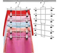Cintres, cintres pour pantalons, organisateur de placard à suspendre - Cintres à 6 niveaux avec crochet pivotant à 360°, cintres pour économiser de l'espace avec clips, organiseurs de placard et