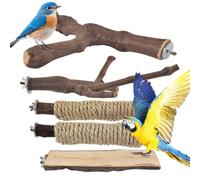 Cintres de cage à oiseaux 5 pièces en bois pour de nymphes | Cintres antidérapants pour perruche enrichissement entraînement escalade soin du bec fourrage