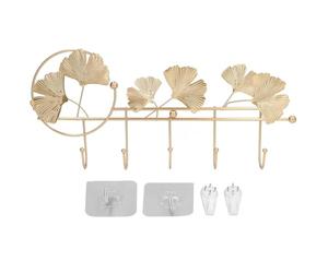 Cintres Décoratifs Plaqué Or Ginkgo Feuille - Crochets Muraux Métalliques - Porte-Serviettes Sur Porte - Stickers Muraux