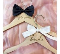Cintres en bois épais pour costumes et robes, cintres pour mariés et mariées avec rubans pour robes de mariée et smokings, accessoires de mariage, décoration de la maison, décoration de la chambre, fa