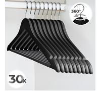 Cintres en Bois - Jago® - Lot de 30 - Crochet Pivotant 360° - Longueur 44,5 cm - Noir