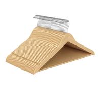 Cintres en Bois, Lot de 30, Fins, avec Encoches, Porte-pantalons, Crochet Pivotant à 360°, Bois de Bouleau, Naturel
