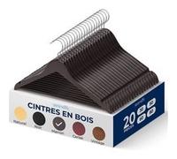 Cintres en Bois - SereneLife - Antidérapants - Lot de 20 - Brun