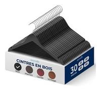 Cintres en Bois - SereneLife - Antidérapants - Lot de 30 - Noir