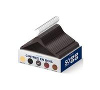 SereneLife Cintres en bois fins gain de place – crochet pivotant 360° antidérapants – Lot de 50, brun