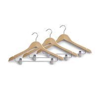 Cintres en bois - Zeller - Set de 3 - Avec pinces - Pour jupe et pantalon - 44.5 cm