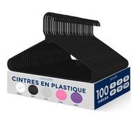 Cintres en Plastique - SereneLife - Antidérapants - Lot de 100 - Noir