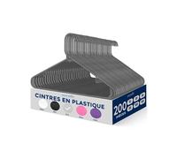Cintres en Plastique - SereneLife - Antidérapants - Lot de 200 - Gris