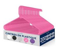 Cintres en Plastique - SereneLife - Antidérapants - Lot de 200 - Rose