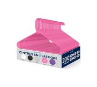 SereneLife Cintres Plastiques 200 pièces, Cintres Antidérapants en Plastique pour Vêtements, Ultra-Fins, Crochets Pivotants 360° (Rose)