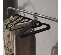 Cintres en velours - Antidérapants - 50 pièces - Barre cravates - Crochet pivotant - Noir