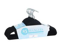 Cintres en velours de qualité supérieure - Lot de 25 cintres ultra fins pour économiser de l'espace en noir avec crochets pivotants, surface antidérapante, bords incurvés pour préserver la forme des