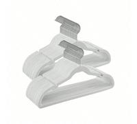 Cintres en velours, Lot de 30, avec encoches, Barre pour pantalons, Crochet Pivotant à 360°, Gain de place, Épaisseur 0,6 cm, Longueur de 43 cm, Blanc