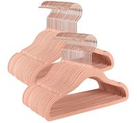Cintres Enfants, Lot de 50, en Velours, avec Crochets Pivotants à 360° en Rose Gold, Cintres Antiglisse, Rose Bonbon