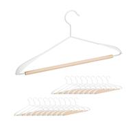 Cintres lot de 20 bois et métal cintres de garde robe suspension vêtements blanc