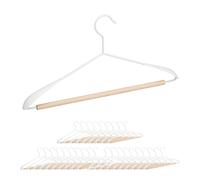 Cintres lot de 30 bois et métal cintres de garde robe suspension vêtements blanc