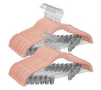 Cintres Lot de 5 cintres en peluche avec clips, crochets rotatifs et tiges de support antidérapantes, for suspendre uniquement des vêtements secs (vestes, pantalons et robes) Portant(Roze)