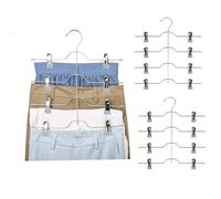 Cintres Pantalons - 3 Pièces Cintre Gain De Place - Cintre Pince - Ceintre Pantalon Metal avec Antidérapante Clips - pour Pantalons/Jupes/Chaussettes/Hauts À Bretelles (Gris)