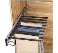 Cintres Porte-Pantalon Porte-Pantalon Coulissant Acier Inoxydable Multifonction Extensible Antidérapant Porte Jeans 9 Tiges, Left