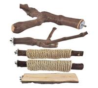 Cintres pour perruches de cage à 5 branches en bois naturel | Cintre antidérapant pour nymphes pour perruches, soins du bec, escalade, entraînement et citron