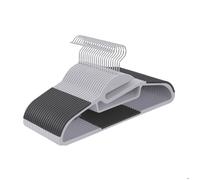 Cintres Relaxdays, lot de 20, revêtement antidérapant, barre, ouverture en U, support cravates, design compact, gris