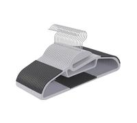 Cintres Relaxdays, Lot de 20, revêtement antidérapant, Barre, Ouverture en U, Support Cravates, Design Compact, Gris