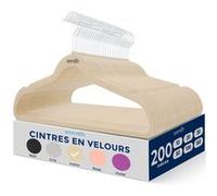 SereneLife Cintres en velours antidérapants - Crochet pivotant 360°, 4,5 kg - Lot de 200 ivoire