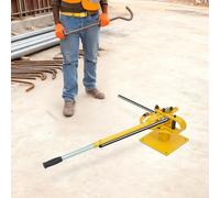 Cintreuse manuelle avec poignée télescopique, acier, jaune, plage de flexion de 0 à 200 °, 7 formes de flexion, pour barres rondes et carrées jusqu'à 16 mm, montage sur table