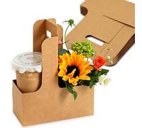 Cinvo Lot de 20 sacs fourre-tout robustes en papier kraft pour bouquet de fleurs et boissons de café pour petites entreprises, fêtes et événements (22,5 x 17,5 x 8 cm)