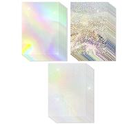Cinvo Lot de 30 feuilles de papier cartonné holographique métallique irisé brillant A4 - Feuilles de papier miroir épais pour la fabrication de cartes, le scrapbooking, les affiches, la décoration de