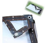 CINVSERW Bâche Transparente avec Oeillets 3x3Ft/1x1m, Bâche Imperméable Transparente avec Corde, Extérieur Bâche Transparente pour Serre de Plantes Jardin Meubles de Jardin
