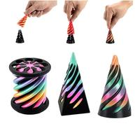 CINY 3 PCS Ensemble de Impression 3D décompression Rotation Jouet, développement éducatif des Enfants Spirale Structure 3D, Rond, Conique, Pyramidal, décompression Desktop Decoration Toys