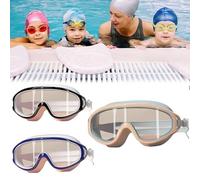 CINY 3 PCS Lunettes de natation pour enfants, sans fuite, double miroir extensible avec design antidérapant, lunettes de natation à large vision pour les enfants et les adolescents de 4 à 16 ans