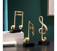 CINY 3 Pièces Ornement De Note De Musique Sculpture Musicale Statue, Décor De Musique, Ensemble De Sculptures Musicales En Résine Pour Cadeaux De Piano à La Maison Souvenirs Cadeau Résine, Doré