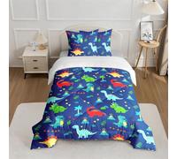 CINYE-Couette Dinosaure 3pc Garçon Tempérée pour lit 1 Personne-100% Microfibre 370 GSM-Enfant 4 Saisons et 140 x 200 cm+ 2 Taies d'oreiller 65x65 cm - Sac Cadeau