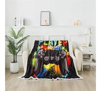 CINYE Gamer Couverture Adulte 160x200cm, Modèle de Jeu Plaid Fourrure Noir en Peluche, Gaming Couvertures 1 Personne et Plaids Flanelle Ultra Doux