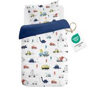 CINYE Housse De Couette 120×150cm pour Garçon Enfants Parure De Lit 1 Personne avec Une Taie d'oreiller 40×60cm Imprimé en 3D Voiture Dinosaures 100% Microfibre