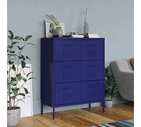 Cinyiqo Armoire à tiroirs Bleu Marine 80x35x101,5 cm Acier,Buffet Salon,Buffet De Cuisine Moderne,Meuble Chambre 258