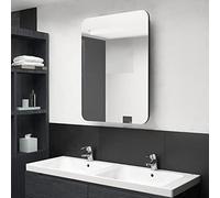 Cinyiqo Armoire de Salle de Bain à Miroir LED Noir 60x11x80 cm,Meuble Vasque Salle De Bain,Meuble Salle De Bain Vasque