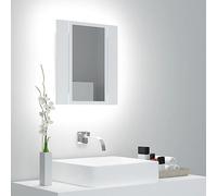 Cinyiqo Armoire Salle de Bain à Miroir LED Blanc 40x12x45 cm Acrylique,Meuble Vasque Salle De Bain,Meuble Salle De Bain Vasque