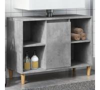 Cinyiqo Armoire Salle de Bain Gris béton 80x33x60cm Bois d'ingénierie,Meuble Vasque Salle De Bain,Meuble Salle De Bain Vasque