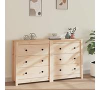 Cinyiqo Buffet 140x35x80 cm Bois Massif de pin,Commode De Rangement Chambre,Commodes À Tiroirs,Meuble À Tiroirs