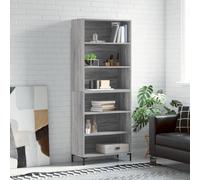 Cinyiqo Buffet Sonoma Gris 69,5x32,5x180 cm Bois d'ingénierie,Meuble Plus Tiroir Secret,Buffet Salon,Commode Chambre 175