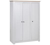 Cinyiqo Garde-Robe 3 Portes Blanc 118x50x171,5cm Pin Assortiment Panama,Armoire Chambre,Armoire De Rangement,Dressing Chambre