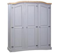 Cinyiqo Garde-Robe avec 3 Portes Gamme Corona pin Mexicain Gris,Armoire Chambre,Armoire De Rangement,Dressing Chambre